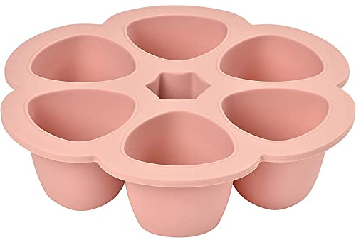 BÉABA, Aufbewahrungsbehälter für babynahrung , Silikon in Premiumqualität, Extrem temperaturbeständig, Ofen und Mikrowelle, 6 Fächer, Luftdichter Deckel, 6 x 150 ml, Rosa