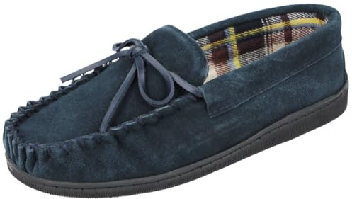 Cushion Walk Mens Real Suede Leather Moccasin Slippers Size 7-12