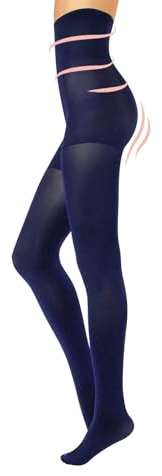 CALZITALIY Tights med hög midja | ogenomskinlig formande strumpbyxor | 80 DEN | Svart, blå| S, M, L, XL, XXL | Italienska strumpor |
