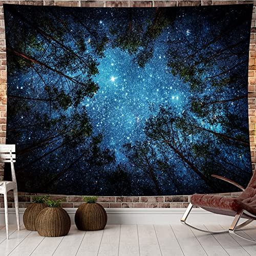 Nebel Wald Baum Wandteppich Psychedelic Wandbehang Tagesdecke Wandtuch Wandteppich Natur Landschaft Picknick strandtuch stranddecke groß Für Schlafzimmer Wohnzimmer Wohnheim Wanddeko 150X130cm