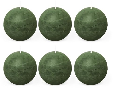 Spaas 6x Vela esférica rústica 80 mm 24 h, verde oscuro