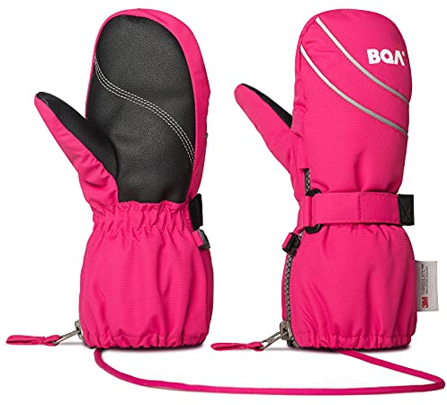 BQA Guantes de Esquí Manopla Snowboard para Niños, Mitones cálidos de Invierno para Niños 2-8 años