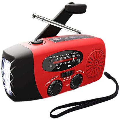 Radio Handkurbel Solar, SOS Emergency AM FM Led Taschenlampe, Wiederaufladbare Batterie Self Power Bank mit Dynamo Radio Multifunktionale Dynamo für Wandern Camping Camping Ourdoor