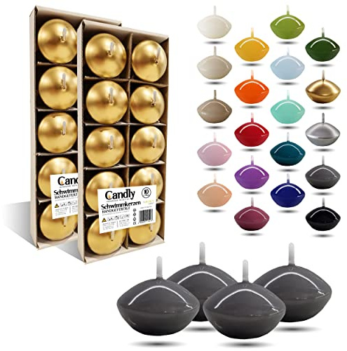 CANDLY HANDMADE© 10 x flytande ljus premium Ø 45 mm | födelsedag och namndag, bröllop, bröllopsmottagning, alla hjärtans dag, påsk, jul, elegant husdekoration, ljus, ljus (grå)