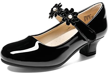 DREAM PAIRS Mädchen Mary Jane Strap Flache Schuhe Ballerinas Prinzessin Schuhe Flache Schulschuhe,Size 35,SCHWARZ,SDFL2317K