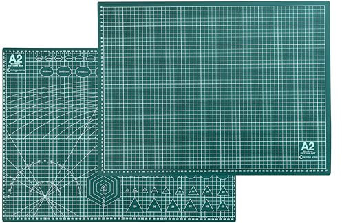 Tabla de Corte A2 Doble Cara, Base de Corte Autocicatricante, Alfombrilla de Corte para Patchwork, Ideal para Costura y Manualidades (60x45cm) Verde