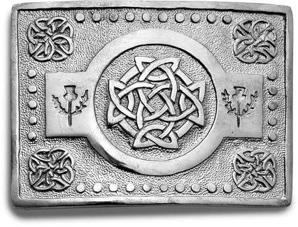 Kilt Emporium keltisk knut kilt bältesspänne – massiv mässing med intrikad design, Keltisk knut – silver antik, 3.75 x 2.75