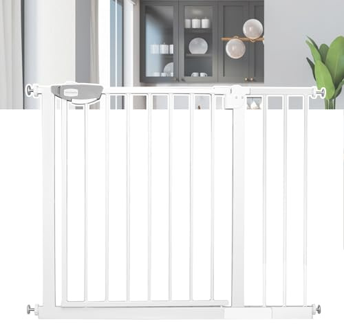 FIVMEN Trappskydd 90 cm dörrskyddsgaller utan borrning, N Stop Safety dörr- och trappgrind med bilstängning, barnskyddsgaller dörrgaller hundar, baby, skyddsgaller, för 95–105 cm (vit)