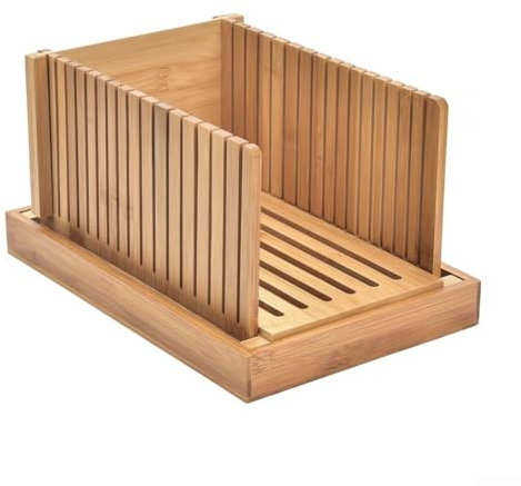 Wooden Bread Slicer, Adjustable Bread Slicer for Homemade Bread, Bread Slicing Guide, Kitchen Foldable Slicing Bread Slicer(Horizontal)