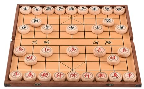 2 Spieler Chinesischen Schach Spiel Set Buchenholz Tragbare Xiangqi Mit Faltbare Bord Tischplatte Strategie Brettspiel(A,3.8cm/1.5in)