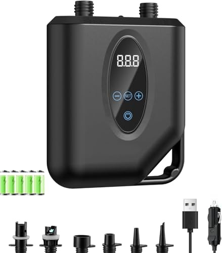 OBEST Rechargeable Paddle Board Pump Electric SUP Pump, 20PSI High Pressure 12000mAh with Dual Stage Inflator/Deflator, 12V Auto-off Portable Inflatable Air Pump for Kayak, Wing, Tent, Boat