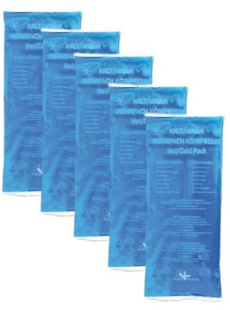 KK Mehrfachkompresse Kalt Warm Kompresse, 5 Stück, 12x29cm, wiederverwendbar, mikrowellengeeignet, ideal für Kinder, bei Verletzungen, Prellungen und Gelenkschmerzen