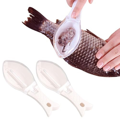 2 Pcs Grattoir à Écailles de Poisson,Poisson Ecaille Nettoyage Ecailleur Poisson Professionnel pour Maison,Cuisine,Restaurant,Outils de Cuisine Gadgets de Cuisine avec des Couvercle (couleur rose)