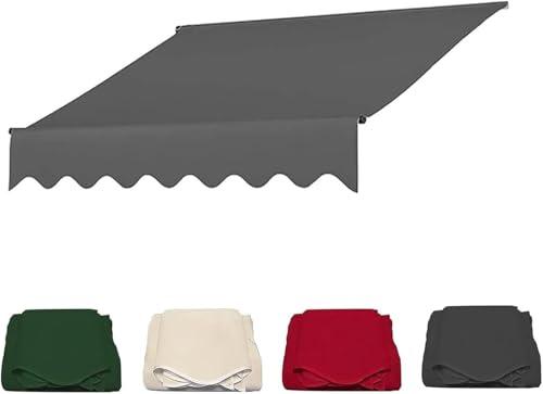 Canopy Awnings Fabric Replacement, Manual Retractable Patio Awning Fabric Replacement Window Awning Cover Waterproof Shade Sunshade Shelter Canopy Sun Shade Canvas For Yard Deck,without Frame(Grey,2.5