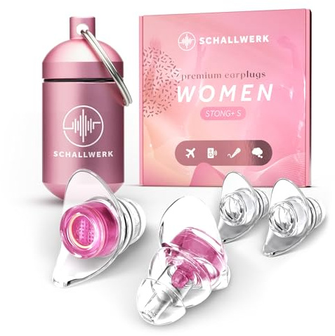 SCHALLWERK ® Women+ Gehörschutz Ohrstöpsel – dämpfen Lärm & erhalten Tonqualität – Gehörschutzstöpsel, Ohrstöpsel Konzert, Ohrenschutz, Earplugs