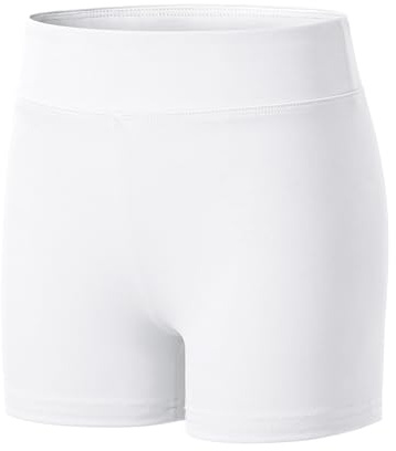 KEREDA Girls Cycling Shorts White Stretchy Dance PE Short Breathable Under Dress for Kids School Athletic Gymnastics Yoga Bike Riding 10-12 Years