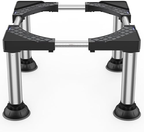 DEWEL Fridge Stand Adjustable Base for Washing Machine, Height 30-33CM, Multifunctional Base for Dishwasher, Freezer, Kitchen Cabinet and Static Household Appliances 45-67CM with 4 Strong Feet, Black