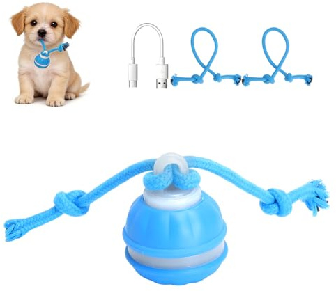 TNSLAND interaktiv hundleksak hundboll elektrisk boll, 3 lägen interaktiv hundleksak med fågelljud, hundleksak med ljus, lekboll för sysselsättning och inomhusaktivitet