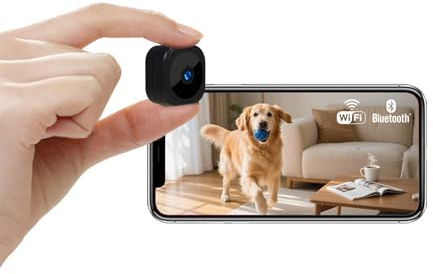 Spionkamera, mini WiFi-övervakningskamera 1080P inomhus/utomhus, mikro-Bluetooth-kamera med mörkerseende, rörelsedetektion, 2,4 GHz fjärrinspelning