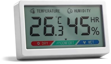 Chatthen Thermometre Interieur, Digital Hygrometre Interieur de Bureau avec Moniteur de Température et d'humidité, Thermomètre d'ambiance à jauge d'humidité précise, 1 Pack