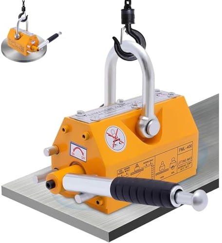 Permanent Lifting Magnet with Release Mechanism, Heavy Duty Magnetic Lifter for Hoist, Shop Crane, and Steel Plate Handling