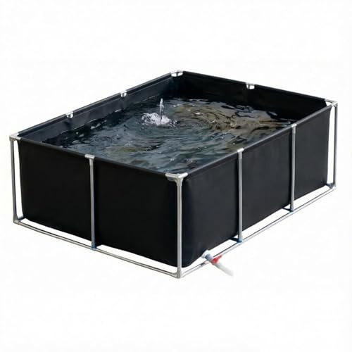 Acquario Serbatoio d'Acqua cuboide Ornamentale Piscina, Laghetto per Pesci all'aperto, laghetto per Tartarughe, laghetto Preformato per Stoccaggio di Acqua, Allevamento di Pesci(1×1×0.7m - Nero)