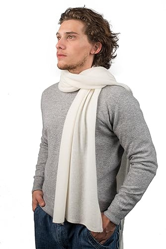 DALLE PIANE CASHMERE Sciarpa Uomo 100% Cashmere - Panna