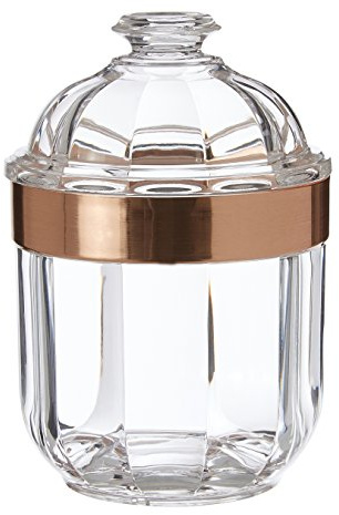 Premier Housewares Clear Canister, Acrylic, Rose Gold, 10 x 10 x 15 cm