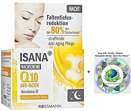 ISANA Anti-Falten Q10 Nachtcreme - straffende Anti-Aging Pflege - mit Macadamia-Öl - 50 mL