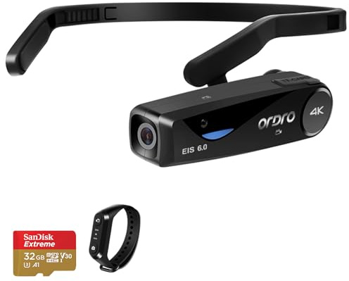 ORDRO EP6 Plus 4K Kopfmontierte Kamera Freihändiger Leichter tragbarer Mini-Camcorder