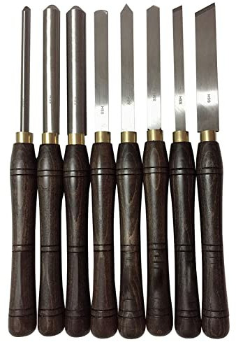 ZPYXBH Set Di Tornitura Di 8 Pezzi Scalpello Intaglio in Legno Per Il Tornio Di Legno Per Principiante Tornitore Di Legno Intermedio Con Manici in Legno, Lame in Acciaio Ad Alta Velocità