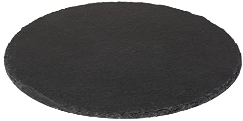 Out of the blue Schieferplatte Servierplatte Schieferteller Naturschieferplatte Platte Schiefer Käseplatte Schneidebrett Servierbrett Rund, 220196, Grau