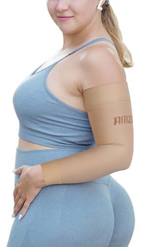 AMZAM® Manicotto a compressione medica per braccio per donne e uomini, 15-20 mmHg, tutore a compressione graduata con fascia in silicone per alleviare il dolore, linfedema, edema, gonfiore, artrite