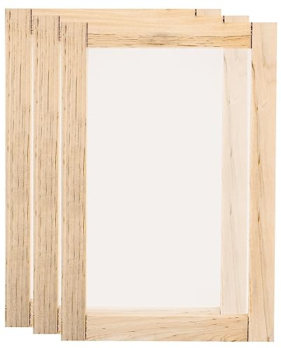 sourcing map 3pcs Silk Screen Printing Frame Small 10x14 Inch Wood Reusable Washable Screen Print Tool Start Kit with 120 Mesh for Beginners T-Shirts Screen Printing