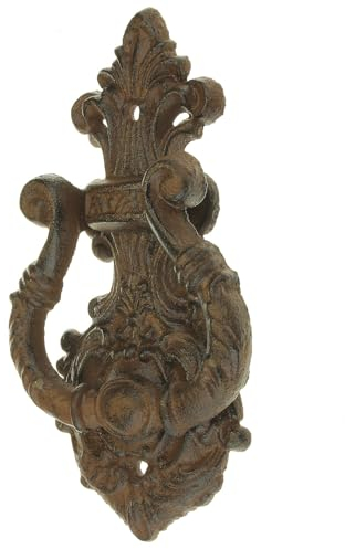MACOSA SA05064 - Battente per porta in ghisa, in metallo, marrone, 18 cm, decorazione per porta in stile vintage
