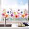 Tanlaby Garden Flower Window Clings Spring Summer Wildflower Grass Decals Colorful Florals Stickers Double Sided Anti-Collision Static Clings for Home Glass Doors