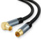 Thzzhnno TV Antenne Angle Droit RG6 Coaxiaux Câble 2M, Plaqué or 90 Degrés Angle Mâle Droite Femelle Connecteur, Câble Coaxiaux pour HDTV, CATV, DVB- T2 /C/S, Modem Câble, Radio, Récepteur Satellite