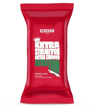 Renshaw Green Extra Stretch, Smooth & Thin Fondant Icing, 1 kg (Pack of 1) | Versatile, Durable Ready to Roll Icing, for Large Cakes, Cookies, Decorating & Modelling, Easy to Use for All Skill Levels