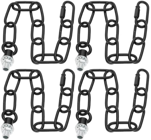 PATIKIL 1 ft Light Fixture Chain, 4 Set Lighting Chain Metal Looping Link with Quick Link Screw Lock Connectors Up to 110 lbs for Pendant Lights Chandeliers Swag Lights, Black