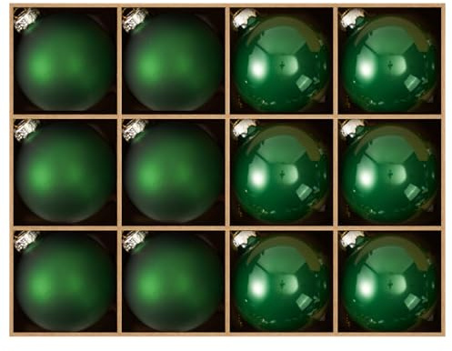 DN DECONATION Weihnachtskugeln Set, 12-teilig - Grüne Glaskugeln 6cm Matt & Glänzend, Moderne Christbaumkugeln mit Aufhängung für Weihnachtsbaum Deko & Winterdekoration