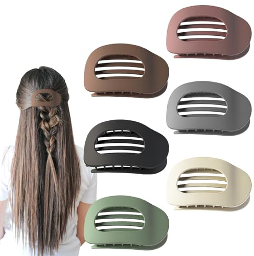 Homshsjhkis 6 Pcs Pinzas Pelo Mujer, Mate Antideslizantes Pinzas Pelo Planas con Resorte Fuerte, Cabello Diseño Curvo Plana, Garras Cabello para Cabello Fino y Grueso, Fuerte Sujeción Lateral