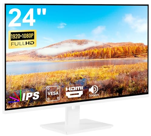 ZFTVNIE 24 Inch Touchscreen Monitor, IPS FHD 1920x1080P PC Display with HDMI VGA Port, 10-Point Touch Computer Monitor for Business & Gaming, VESA, White