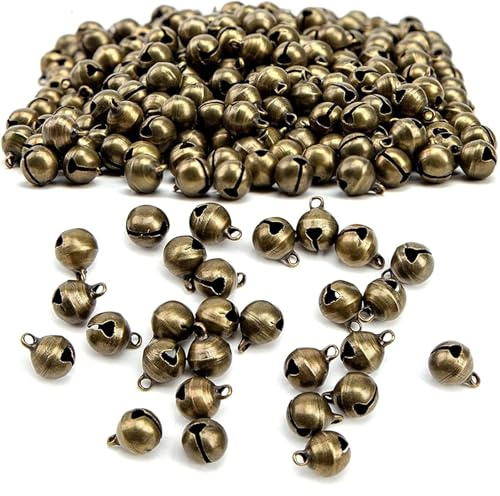 200 Piezas Cascabeles de Campanas de Metal, 8mm Campanas para Manualidades, Campanas Vintage en Bronce para Decoración DIY, Decoración Navidad y Fiestas