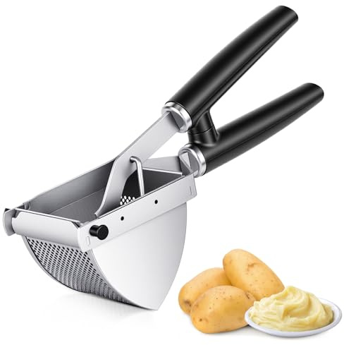 Potato Ricer, LHS Upgraded Stainless Steel Potato Masher, Heavy Duty Large Capacity, for Commercial and Home Use