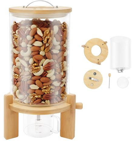 ROGONPDK Dispensador de arroz de 7,5 L, depósito de avena, recipiente para granos, dispensador de cereales, recipiente de almacenamiento de cristal, botella de almacenamiento, dispensador de cereales