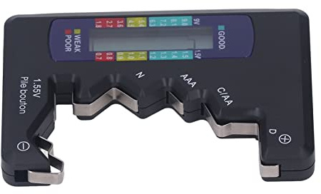 Wakects Digital Batteritestare ABS Batterikontroll för 1,5V och 9V Celler med LCD-skärm Färgavläsning Bärbar Mätare för Användning Av Reseverktyg för Hemmet (Svart)