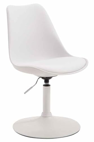 CLP Silla De Comedor Maverick con Estructura De Plástico & Cojín En Simil Cuero I Butaca De Salón Regulable En Altura I Color:Blanco;Color del Marco:Blanco