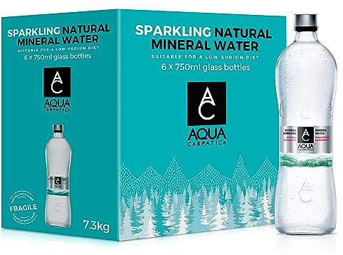 Aqua Carpatica Naturally Sparkling Mineral Water 750ml Glass (Pack of 6) Naturally Nitrate Free