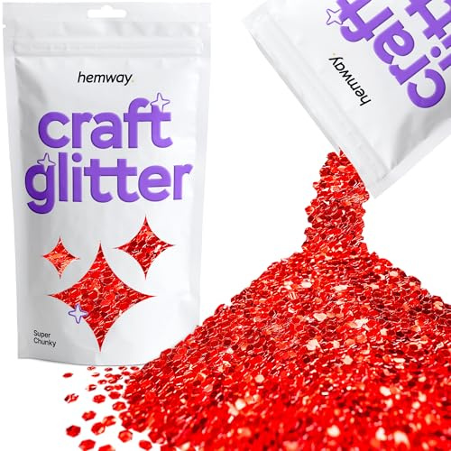 Hemway Craft Glitter Red 100g Super Chunky Glitter | for Crafts, Resin, Cosmetic, Nail, Face, Body, Festival, Tumblers, Art, Candle, Crafting