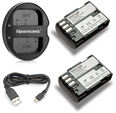 Newmowa Ersatz Akku D-LI90 (2er Pack) und Tragbar USB Ladegerät Kit für Pentax D-LI90 und Pentax 645D, 645Z, K-01, k-1,K-3, K-5, K-5 II, K-5 Iis, K-7